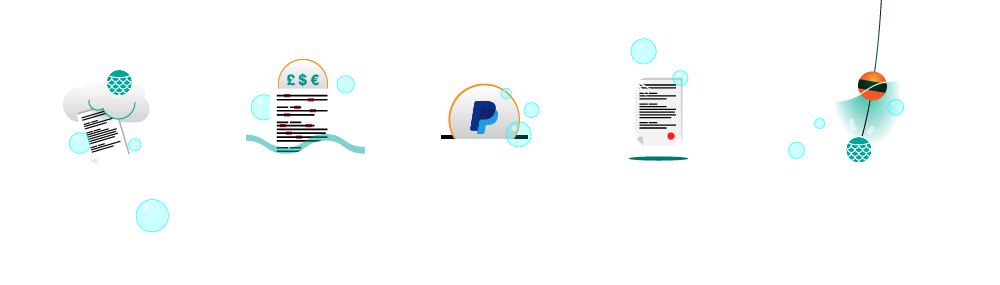Linguafish in 5 steps: 1. you upload your text, 2. you receive the price and the contract, 3. you pay via PayPal, 4. you receive the edited text and 5. you go fishing!